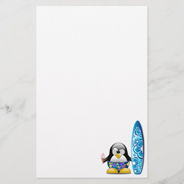 Surfer-Pinguin mit Eiscreme Briefpapier (Vorderseite)