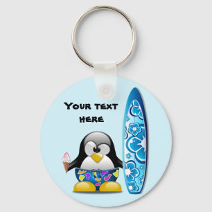 Surfer-Pinguin mit Eiscreme Schlüsselanhänger