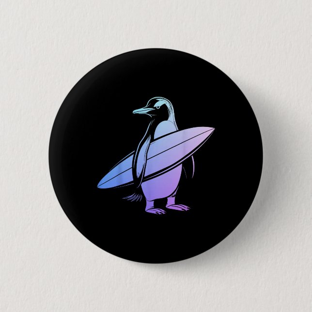 Surfer Pinguin Surfbrett Surfen Lustig Niedlich Su Button (Vorderseite)