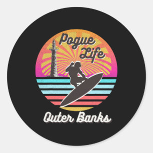 Surfer Pogue-life-outer-banks Light Houses Retro D Runder Aufkleber