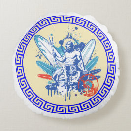 Surfer Poseidon Rundes Kissen