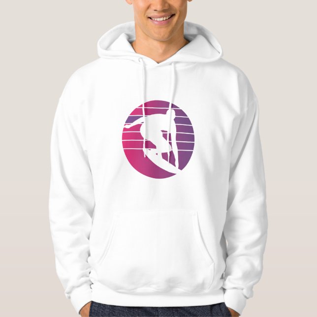Surfer Retro Surfing Sunset Hoodie (Vorderseite)