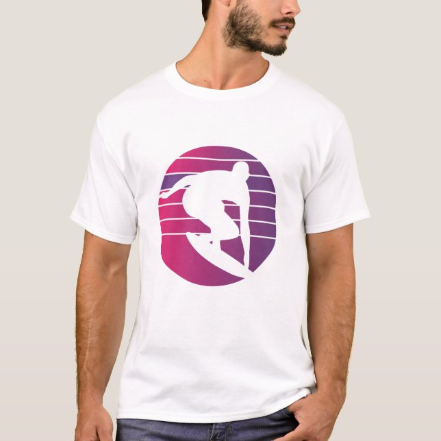 Surfer Retro Surfing Sunset T-Shirt (Vorderseite)