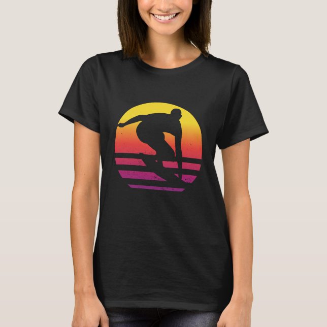 Surfer Retro Surfing Sunset T-Shirt (Vorderseite)