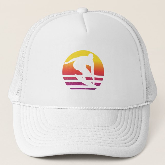 Surfer Retro Surfing Sunset Truckerkappe (Vorderseite)