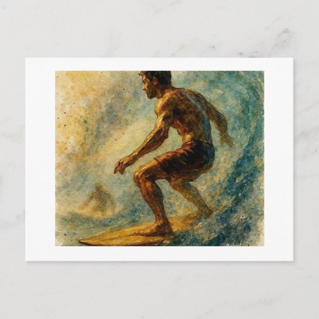 Surfer Riding A Large Wave,  Postkarte (Vorderseite)