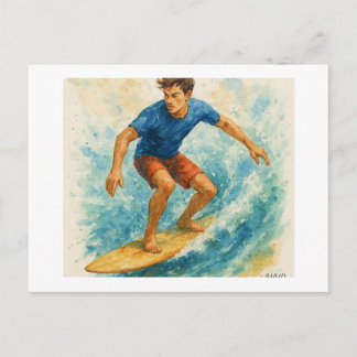 Surfer Riding a Wave, Postkarte