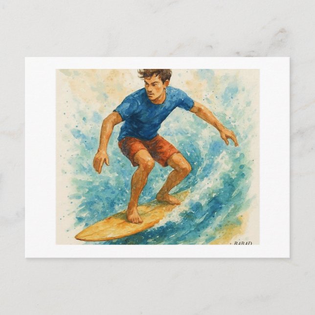 Surfer Riding a Wave,  Postkarte (Vorderseite)
