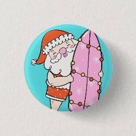Surfer Santa Button