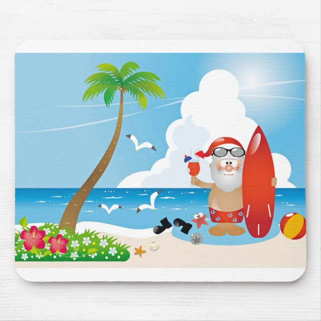 surfer santa claus mousepad (Vorne)