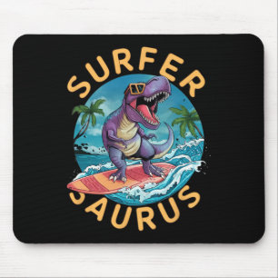Surfer Saurus T-Rex Dinosaurier Surfen Dino Reiter Mousepad