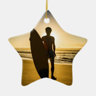 Surfer-Silhouette bei Sonnenaufgang Ornament