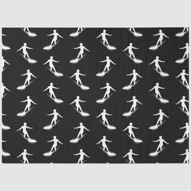 Surfer-Silhouette Surfen mit Surfbrett-Muster Seidenpapier (Vorderseite)