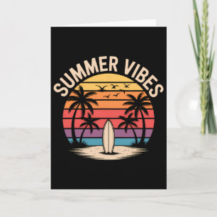 Surfer Sonnenuntergang Sommer Stimmung Retro Stran Karte