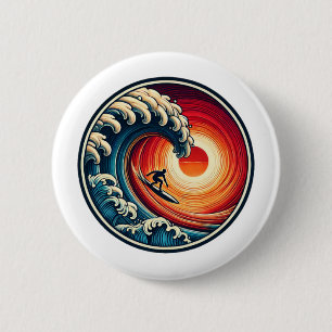 Surfer-Sonnenuntergangswelle-Knopf Button