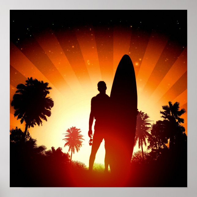 Surfer Sunset Poster (Vorne)