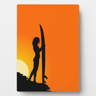 Surfer Sunset Silhouette Fotoplatte