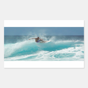 Surfer sur un grand autocollant de rectangle de