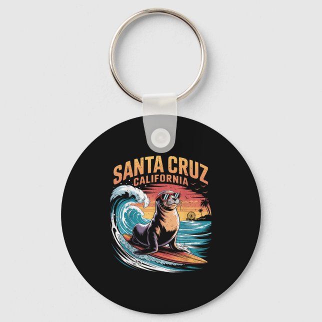 Surfer Surfen 70er 80er Santa Cruz Kalifornien Ret Schlüsselanhänger (Vorderseite)