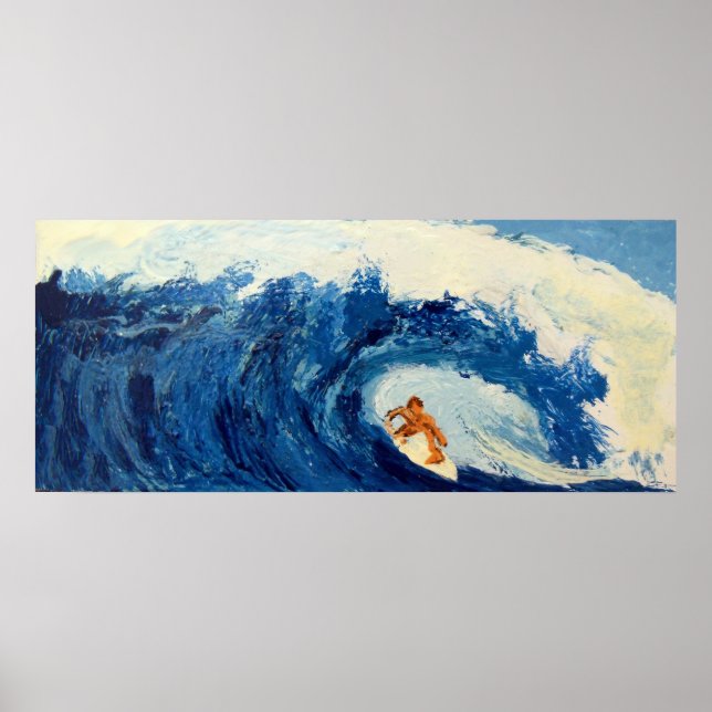 Surfer Surfing Blue Wave Ocean Sea Poster (Devant)