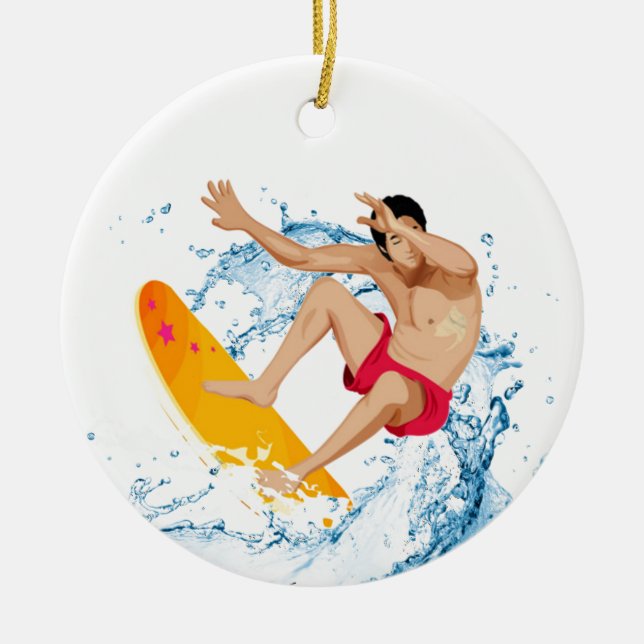 Surfer-Typ Keramik Ornament (Vorne)