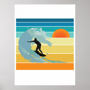 Surfer Typ Vintag Sunset Poster