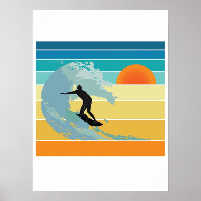 Surfer Typ Vintag Sunset Poster (Vorne)