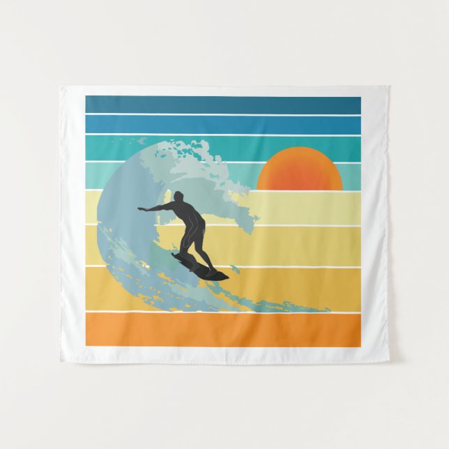 Surfer Typ Vintag Sunset Wandteppich (Vorderseite (Horizontal))