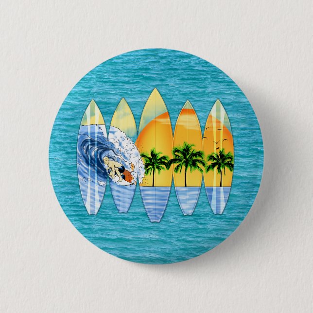 Surfer und Surfbretter Button (Vorderseite)
