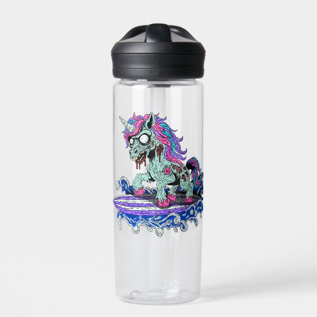 Surfer Unicorn Zombie Trinkflasche (Vorderseite)