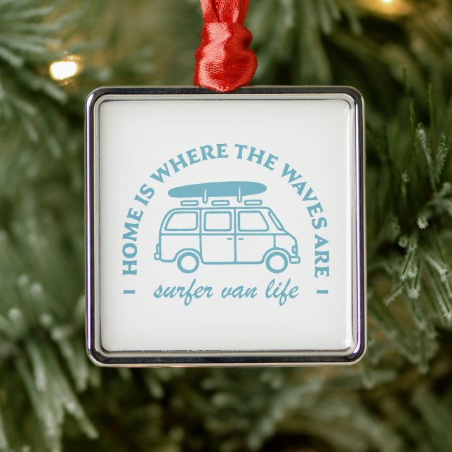 Surfer van life camper van quotes ornament aus metall (Baum)