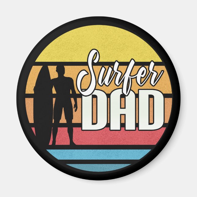 Surfer Vater Vatertag Tropische Kunst | Magnet (Vorne)