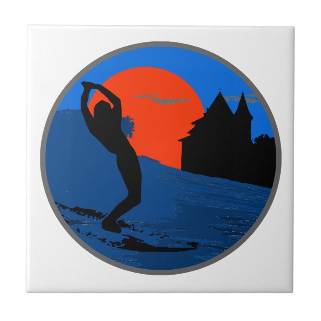 Surfer von Biarritz Fliese (Vorderseite)