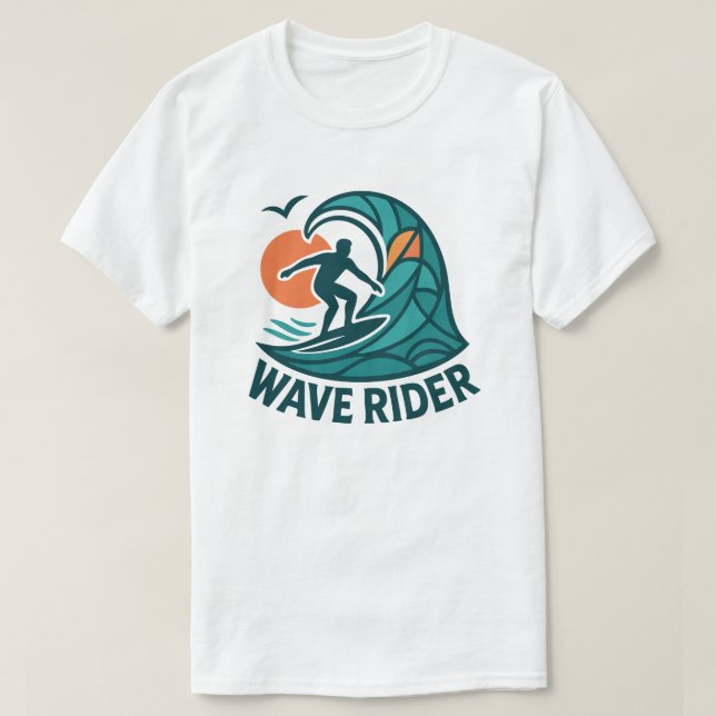 Surfer Wader Rider - Ocean Sunset T-Shirt (Design vorne)