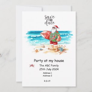 Surfer Weihnachtsmann Sommer Weihnachten im Juli Einladung