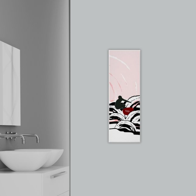 Surfer-Wellenreiten bei Sonnenaufgang Poster (Surfer Wave Surfing At Sunrise Poster - bathroom)