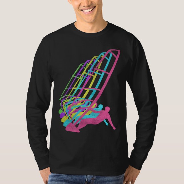 Surfer Windsurfen 80er Farben 1980er T-Shirt (Vorderseite)