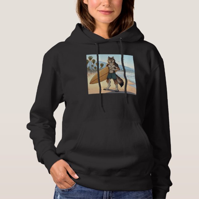 Surfer Wolf   Hoodie (Vorderseite)