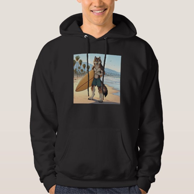 Surfer Wolf   Hoodie (Vorderseite)