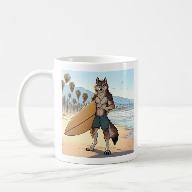 Surfer Wolf   Kaffeetasse (Links)