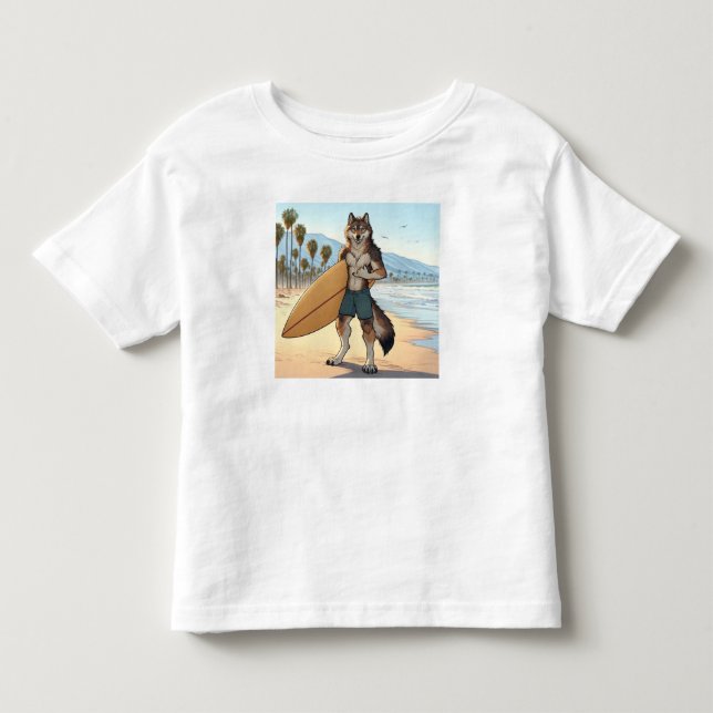 Surfer Wolf   Kleinkind T-shirt (Vorderseite)