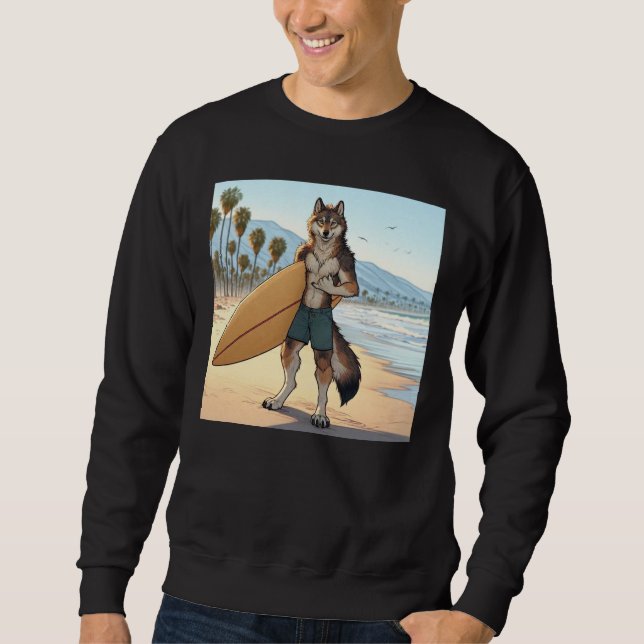 Surfer Wolf   Sweatshirt (Vorderseite)