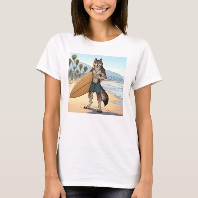 Surfer Wolf   T-Shirt (Vorderseite)