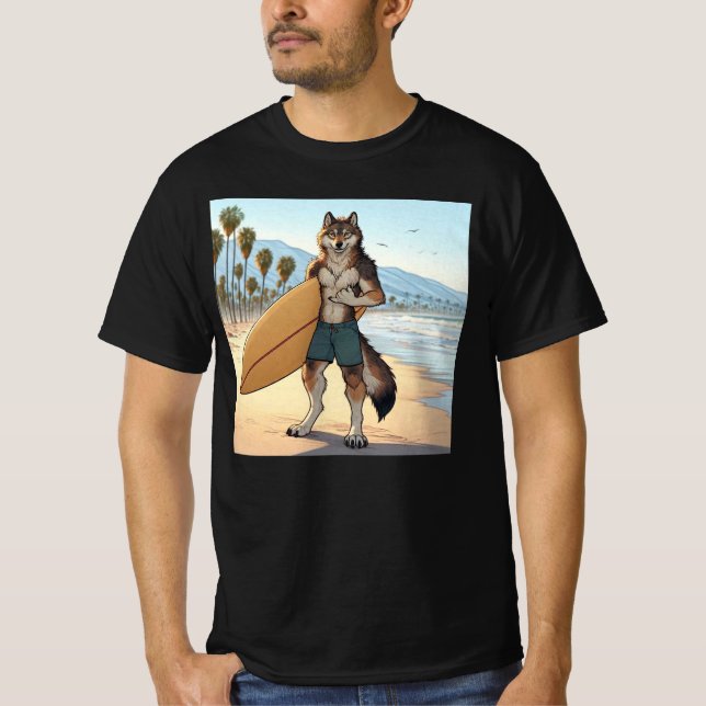 Surfer Wolf T-Shirt (Vorderseite)