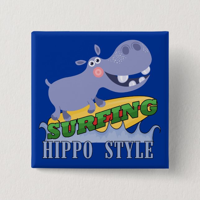 SurferHippopotamus Button (Vorderseite)