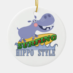 SurferHippopotamus Keramikornament