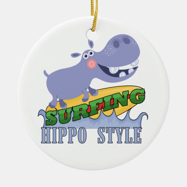 SurferHippopotamus Keramikornament (Vorne)