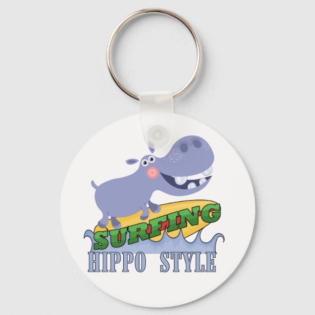 SurferHippopotamus Schlüsselanhänger (Vorderseite)