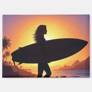 Surferin am Strand Magnet