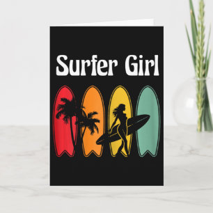 Surferin Surfbrett Surfen Frauen Retro  Karte